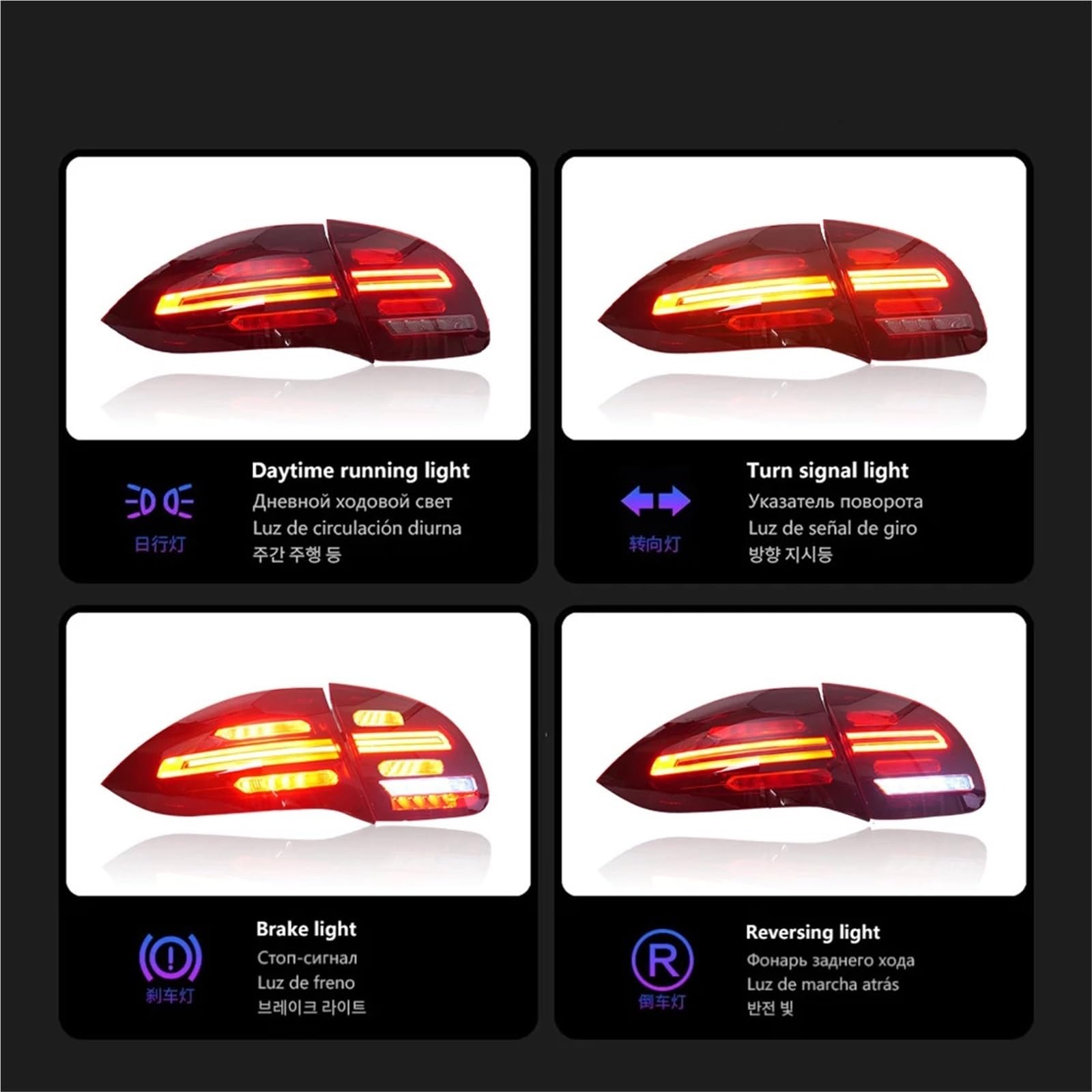 Head Lamp Pasuje do Porsche Cayenne 2011-2014 Światła do jazdy dziennej LED Dynamiczne kierunkowskazy(Red)