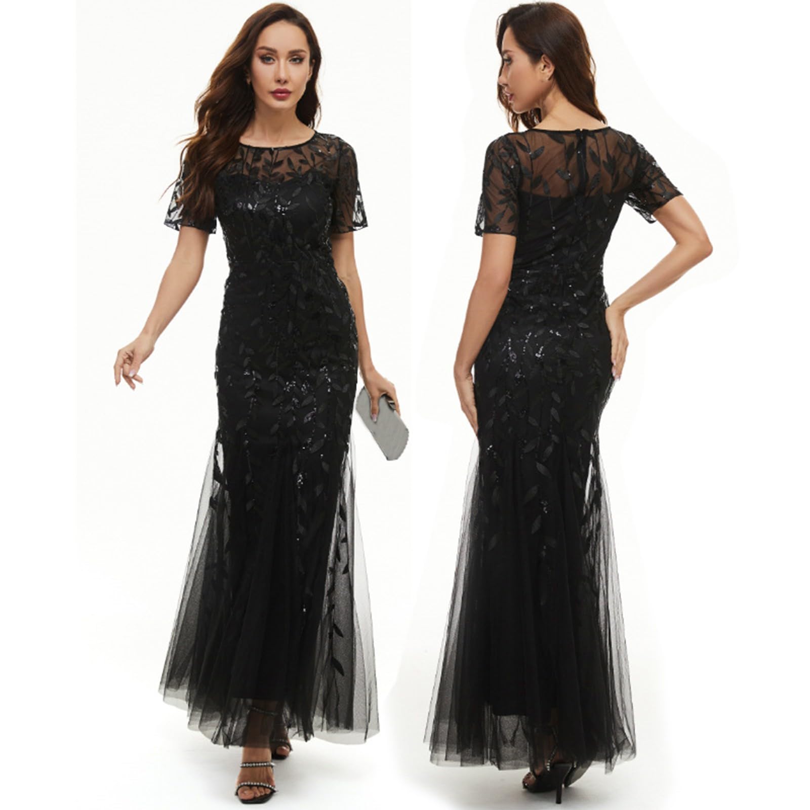Vestito Capodanno Donna Curvy Elegante e Scintillante Mini Vestiti Paillettes Anni 50 Abito Donna da Cocktail Invernale Vestito Compleanno Midi per Cocktail Party Club Festa di Carnevale Concerto