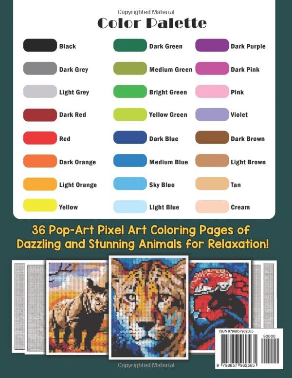 Mystery Mosaics Color By Number Stunning Animals: Pop-Art Pixel Art Coloring Book with 40 Dazzling Hidden Pictures, Color Quest Extreme Challenges for ... Relief (Mystery Mosaics Coloring Books) - Image 2