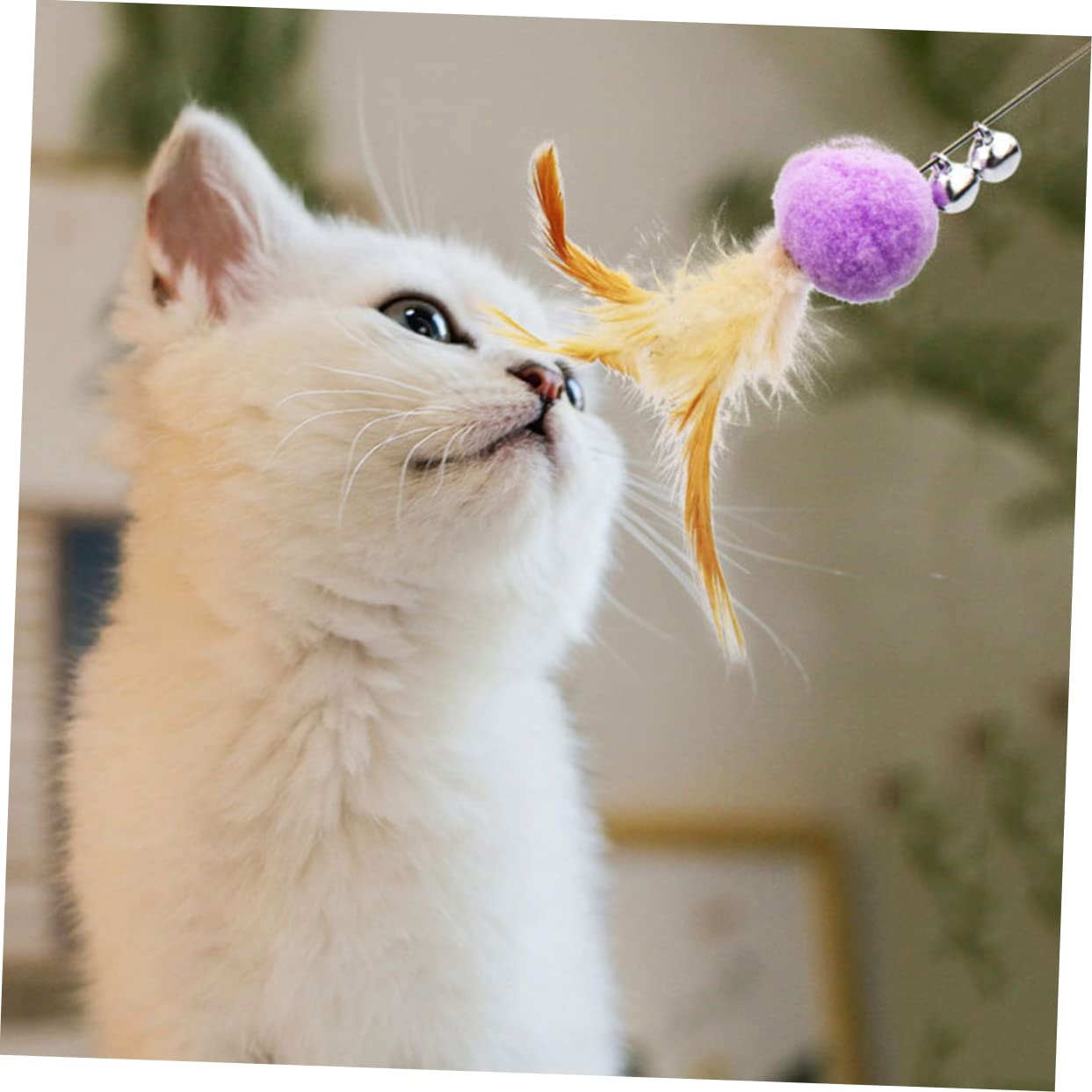 VANZACK 2sets Giocattoli Interattivi Per Gatti Con Palline Pelose e Campanelli Teaser Acciaio Molla Colori Casual Per Gioco e La Relazione Con Tuo Felino