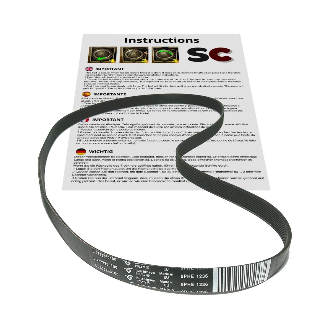SC Solocorreas - Washing machine belt 9PHE 1236 (L2822260100)