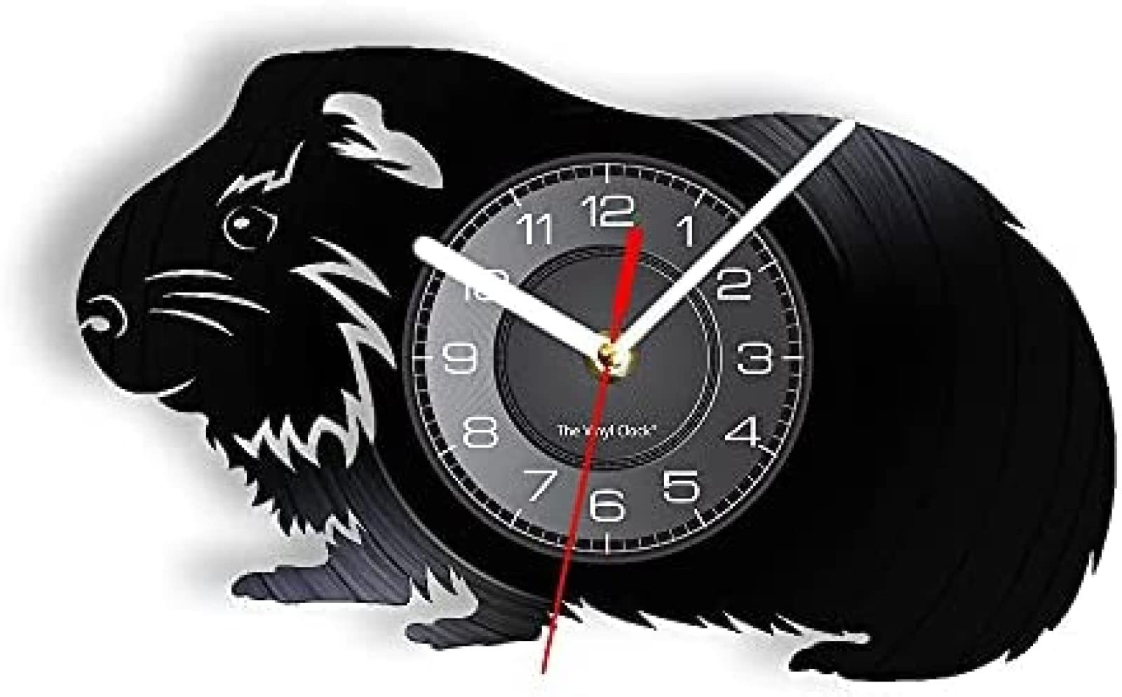 AVJERA Vinyl Record Wall Clocks Guinea Pig Silhouette Wall Clock Piggie Pet Funny Hamster Vinyl LP Record Wall Watch Animal Lovers' Gift Nursery Decor Clock Gifts
