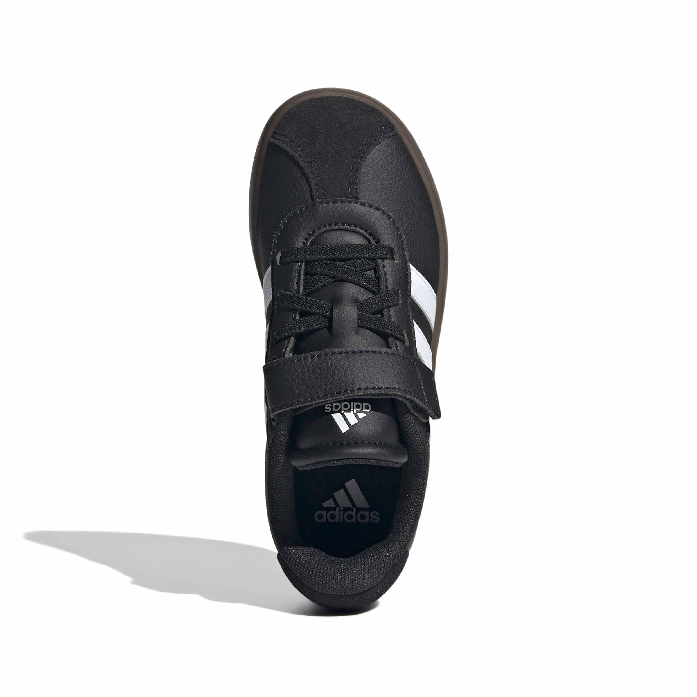 adidas VL Court 3.0 - Sneakers unisex per bambini con lacci elastici, Nero/Bianco/Nero, 12.5 Little Kid