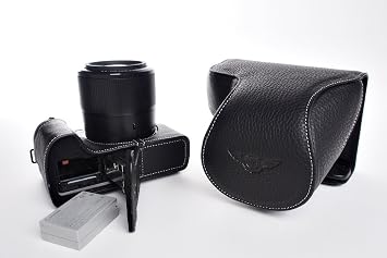 Handmade Genuine Real Leather Full Camera Case Bag Cover for Canon G3X G3 X 24-600mm Lens Bottom Opening Black Color
