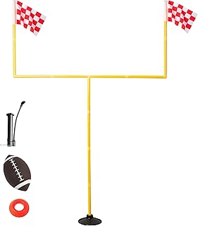 Portable Football Field Goal Post Set with Football-Backyard Kicking Field Goals for Kids Youth and Adults - 6 ft x 4 ft(2 ft-6 ft in Height)