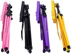 Music Sheet Tripod Stand with Easy Carrying Folding Metal Holder Adjustable Height in Yellow