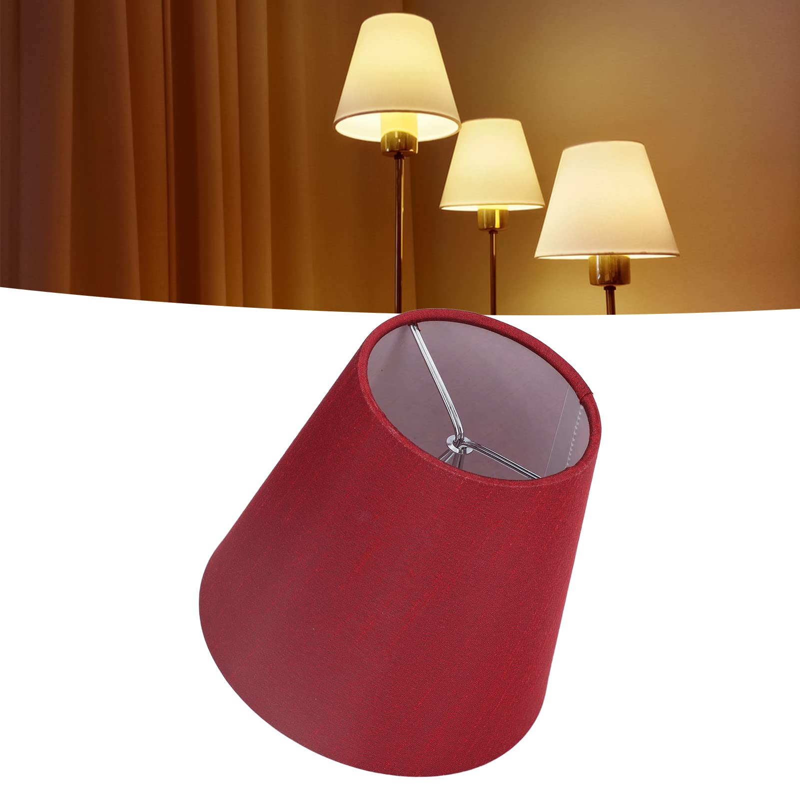 Paralume Tessuto 6pz, Paralume a Clip per Lampade E14 Candela Sospensione(Rosso)