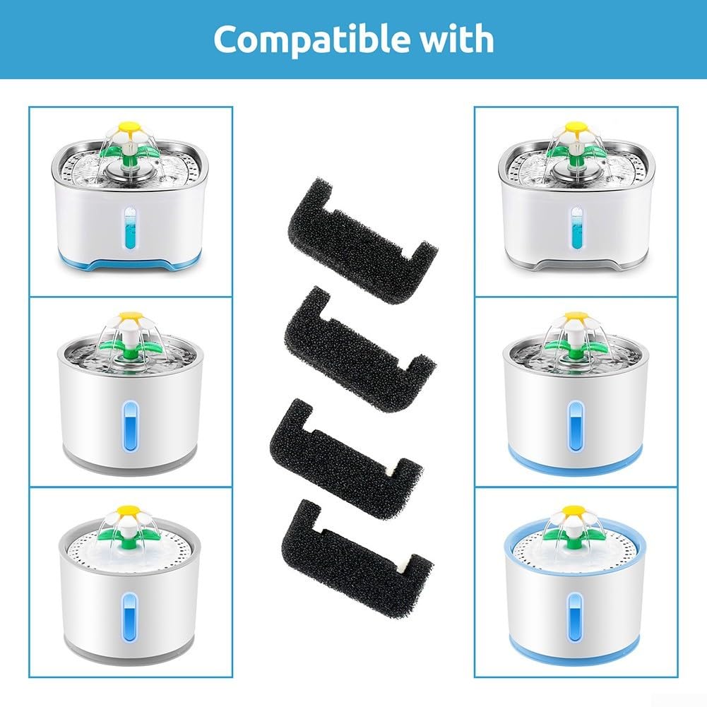 8-Pack Black Sponge Filter for Cat Dog Water Fountain Dispenser - 6 cm Foam Replacement Soft Dense Foam — view 6