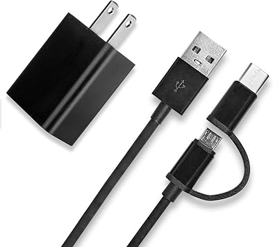5V Charger Replacement for All Amazons Kindle Fire HD 6 7 8 10, Paperwhite, Galaxy, Kids E-reader Tablet Micro USB Type C 2 in 1 Charging Cable