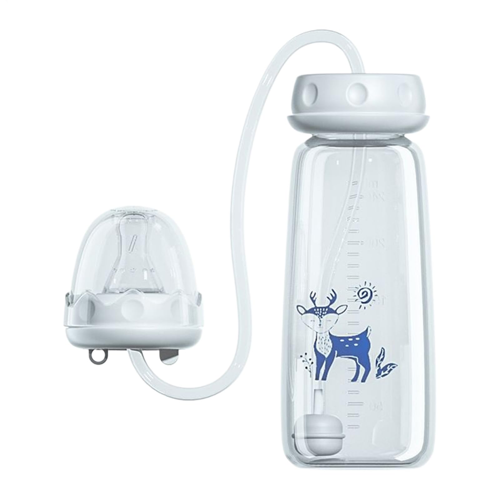 Hands Free Bottle for Laying Down 240ml Wide Neck Portable Non Slip, Quick Flow Nipple Non-Slip Restful Feeding Parent Relief for Bedroom Living Room Kitchen Restaurant Hotel Outdoor