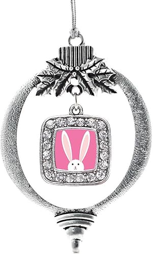 Miniatura 87 de Inspired Silver - My Vintage Initials - Adorno con dije de letra J - Adornos navideños cuadrados de plata con joyas de circonita cúbica