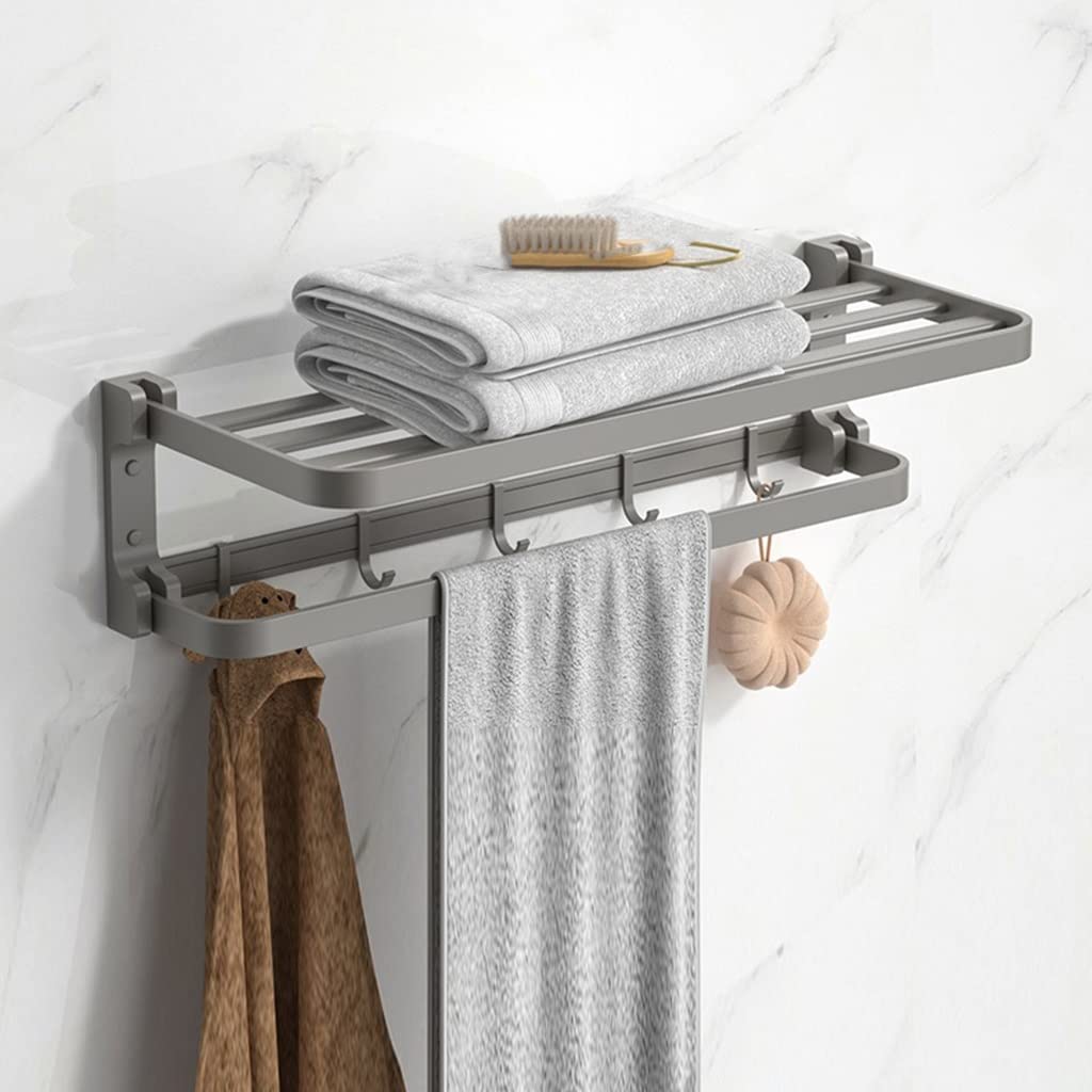 Porte-serviettes de salle de bain et support de rangement gris