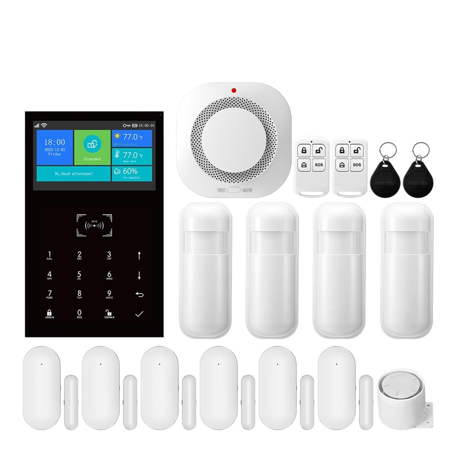 Koesrxnqw F Wifi Smart Home Gsm Alarm System Wireless Suitable Or Residential Offices Villas Remote Monitoring(F)