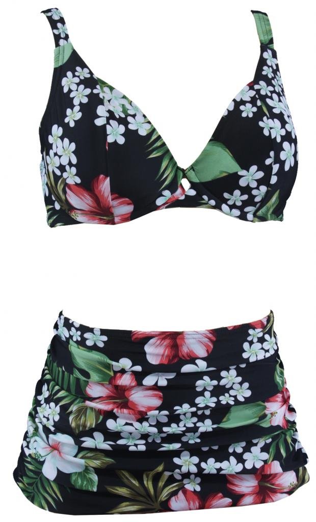 Aloha -Beachwear Donna Vintage Ferretto Bikini Pois Fiore Leo
