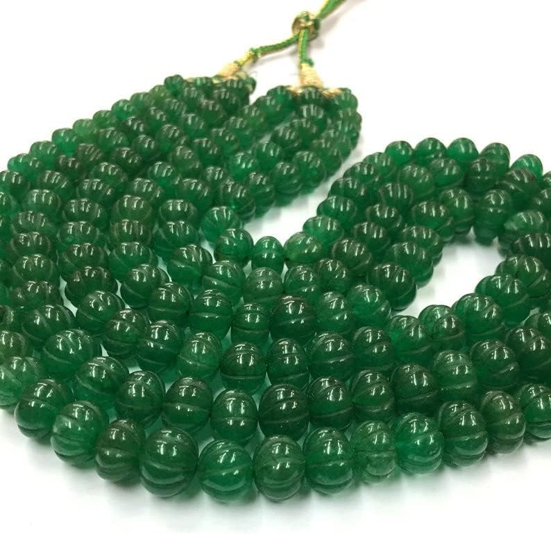 Berilo natural AAA, 1 hebra de 18 pulgadas de Berilo verde natural tallado Rondelle Cuentas Beryl Calabaza Forma Berilo Forma Berilo Curvo Cuentas