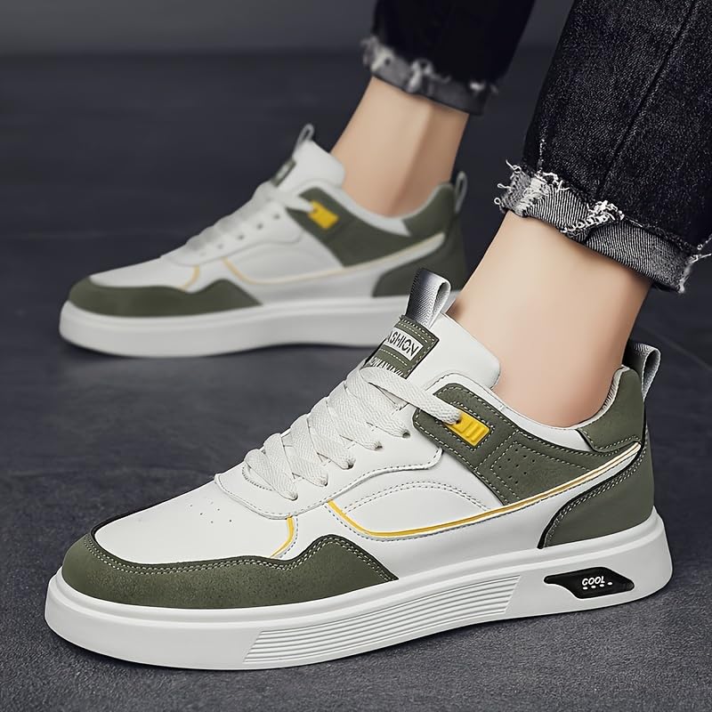 Men's Skateboarding Shoes Casual Lace-up Sneakers - Solid Color Low Top PU Trainers, All-Season Round Toe Footwear with Fabric Inner, PVC Sole, Cloth Insole for Everyday Wear3