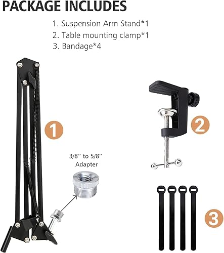 Miniatura 5 de Brazo de micrófono para Hyperx Quadcast, soporte de brazo de micrófono ajustable compatible con Hyperx Quadcast S para juegos, transmisión, grabación