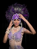 Vista 6 de HOMELEX Tocado de plumas negras para mujer, accesorios de carnaval caribeño