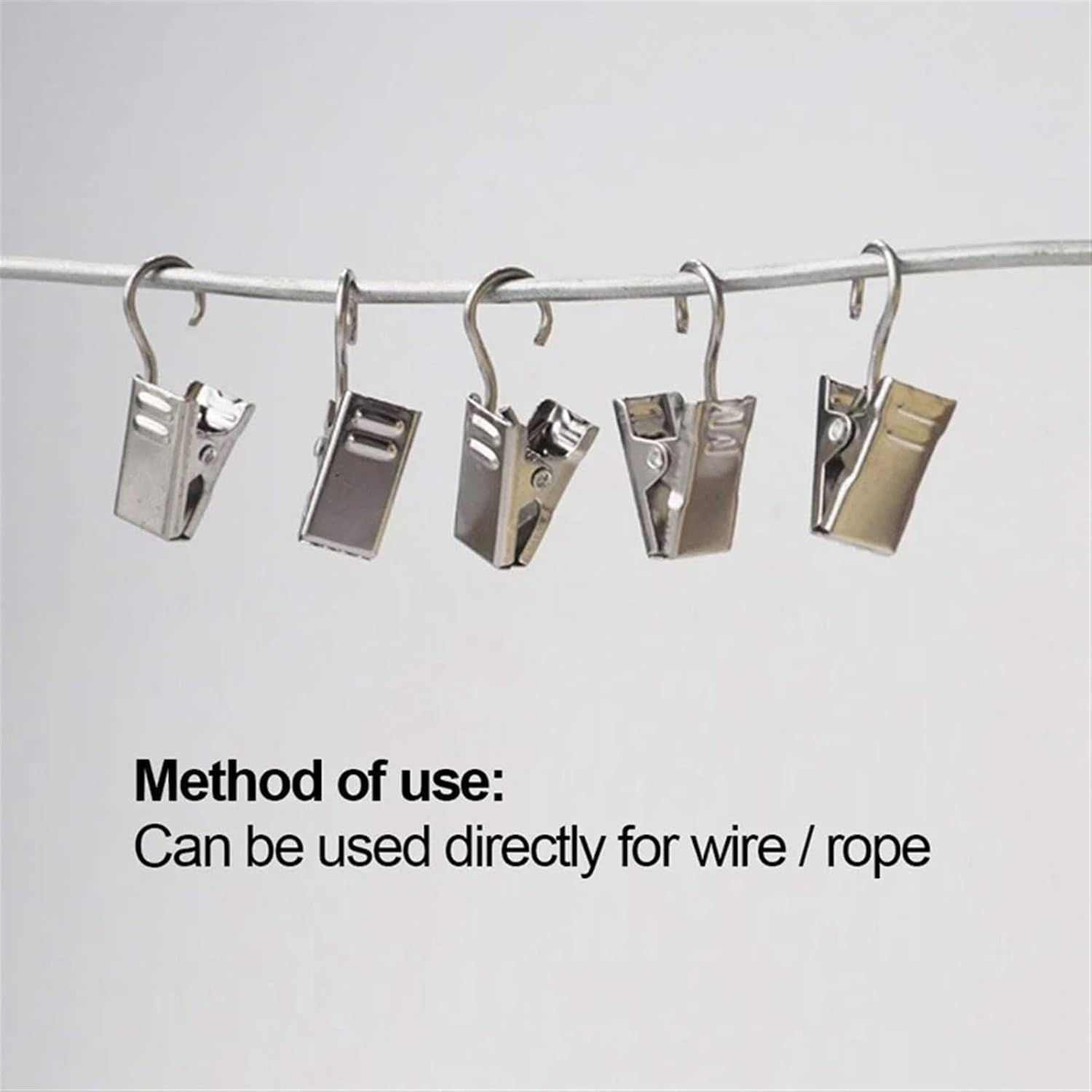 FUGGY Stainless Steel Curtain Clips with Hook for Curtain Photos Home Decoration Outdoor Party Wire Holder (Color : 50pcs)