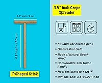 Vista 5 de Kuchengerate - Juego de 2 palitos esparcidores de crepé de 3.5 pulgadas y espátula de 12 pulgadas, estructura en forma de T, madera de haya natural