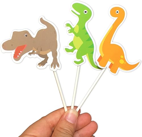 Miniatura 5 de ALISSAR Paquete de 35 piezas de decoración de cupcakes de dinosaurio para bebés, decoración de pastel de dinosaurio para niños, cumpleaños, baby