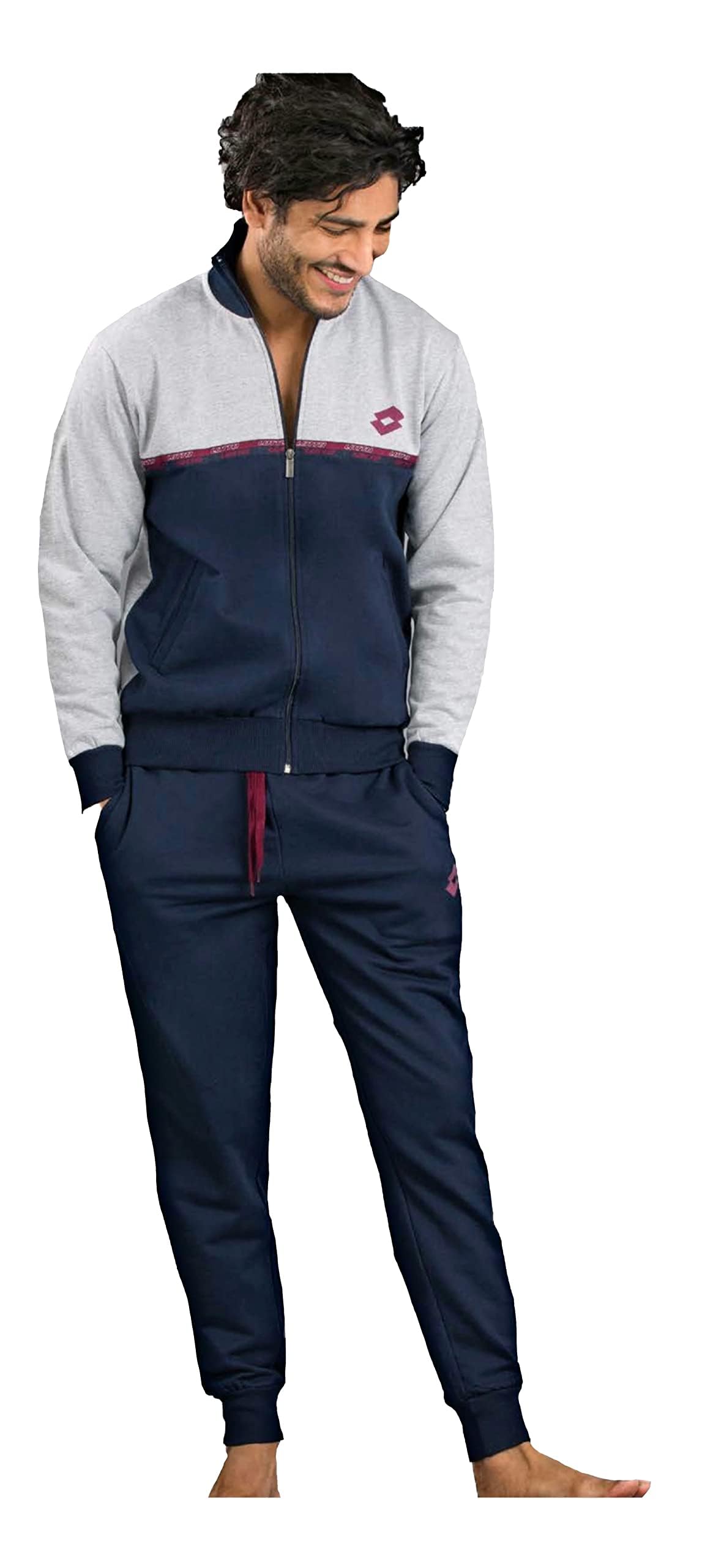 LOTTO TUTA UOMO IN FELPA GARZATA, VARI MODELLI ANCHE RAGAZZO, TUTA SPORTIVA UOMO, TUTA UOMO COTONE FELPATO (Grigio 2011, XL)