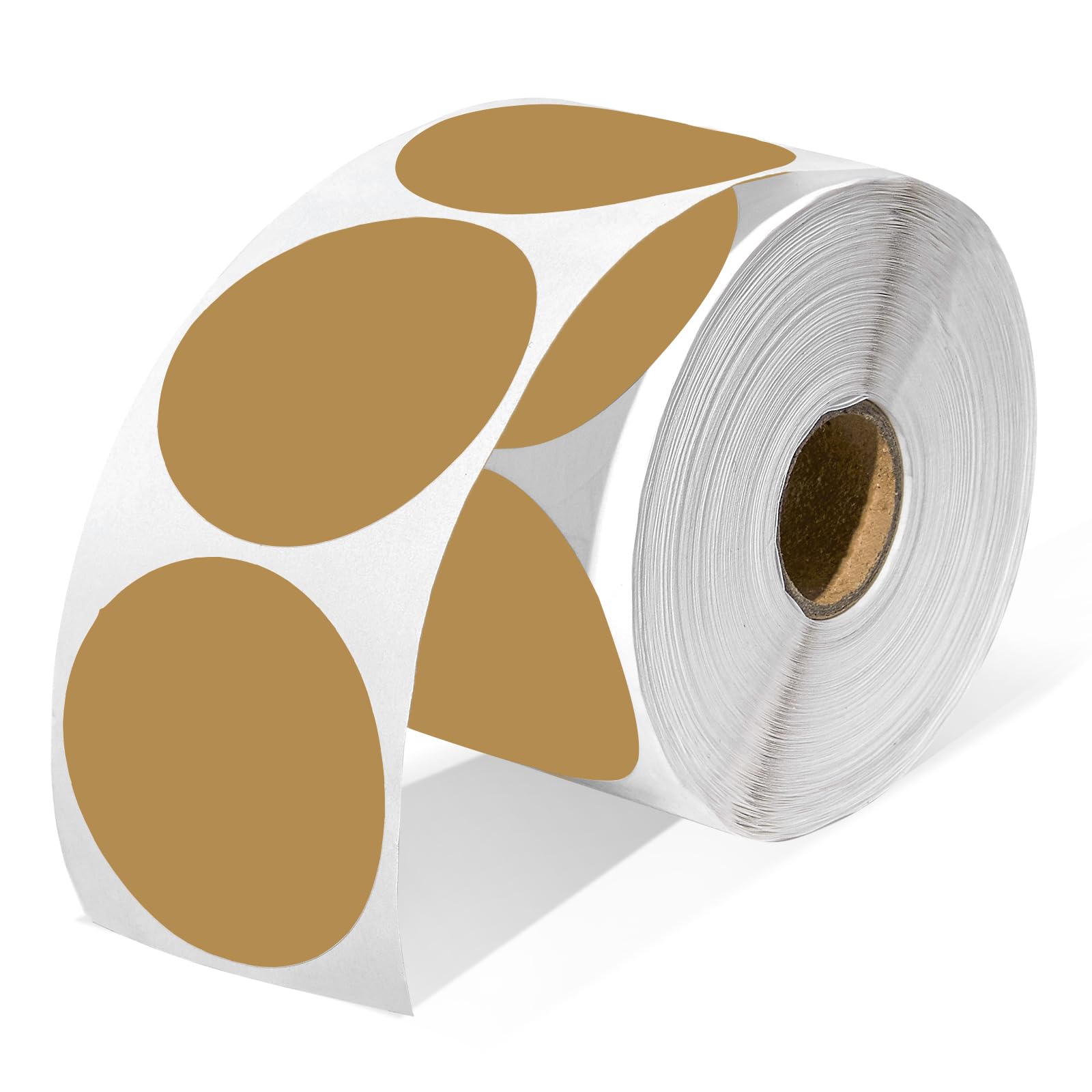DuYing 2 Inch Circle Thermal Labels，2" Round Thermal Printer Stickers，Circle Sticker Labels for Thermal Printer,750 /Roll (Brown)