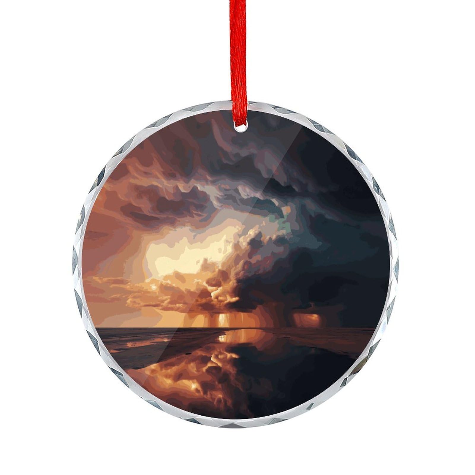 Btcowzrv Style Dark Clouds Under Rainbow Round Ornament Hanging Pendant Decor