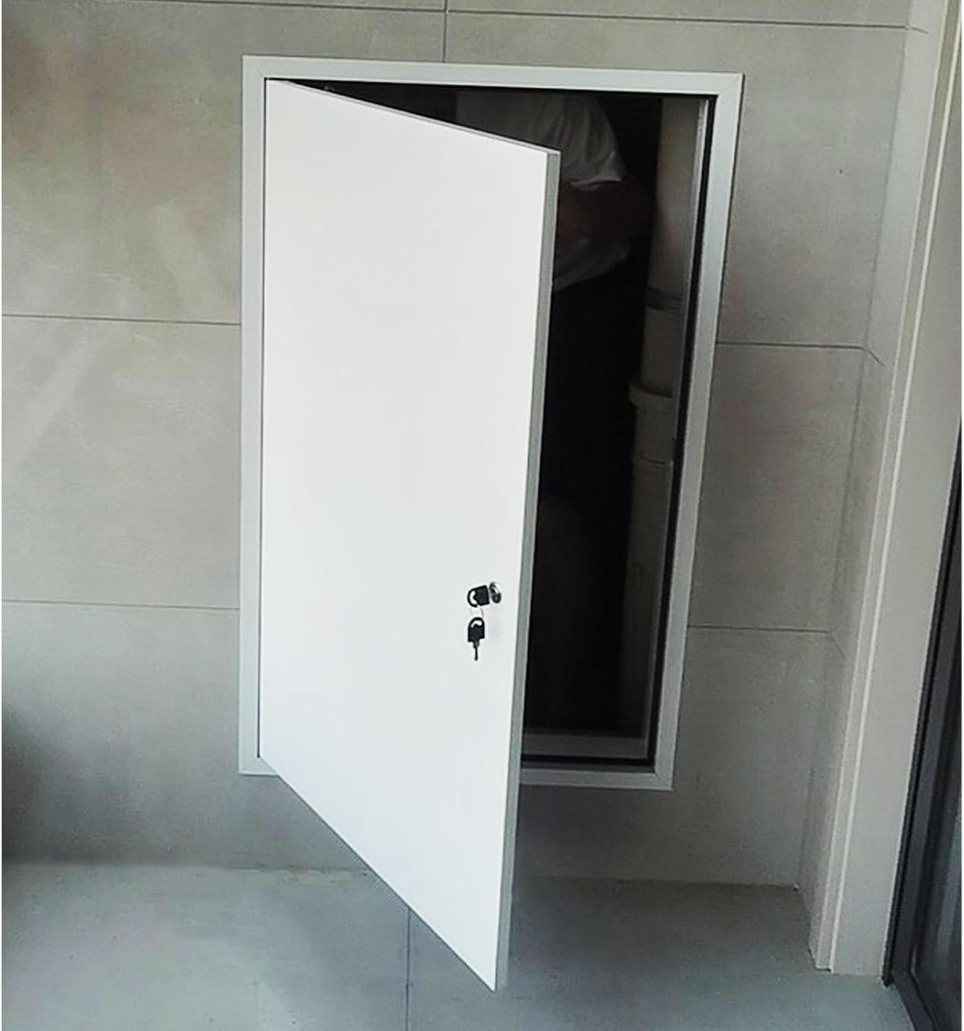 Metal White Attic Access Panel Soundproof, Ceiling Scuttle Hole/Wall Hole Cover Access Door 30 34 36 40 44 48 in Tall Customizable, Plumbing Hatch(24x32in(61x81cm))