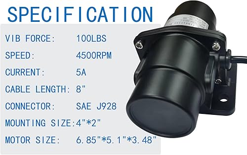 Miniatura 3 de Motor de vibración de 100 libras DC 12 V 4500 RPM cepillo vibrador concreto sal y arena esparcidor material mezclador herramienta vibratoria