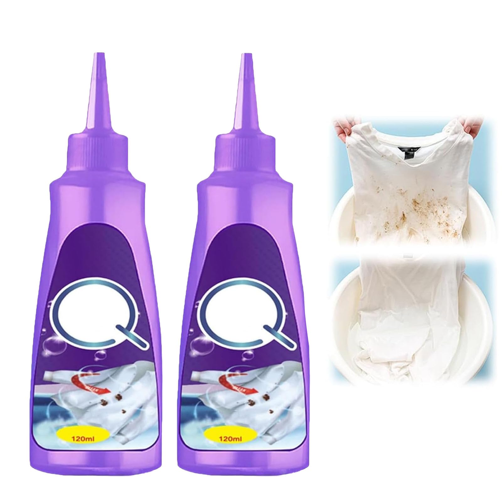 2026 New Stain Remover for Clothes, Laundry Cleaning White Shirt Garment Stubborn Stain Cleaner Oil Remover, Active Enzyme Laundry Clothing Stain Remover Collar Stain Removal Spray (2pcs)