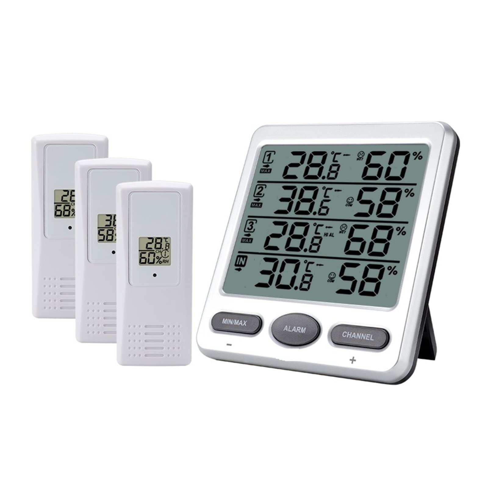 Stacja pogodowa Bezprzewodowy cyfrowy LCD Wewnętrzny higrometr zewnętrzny Wilgotność Monitor temperatury Alarm z 3 czujnikami trendów