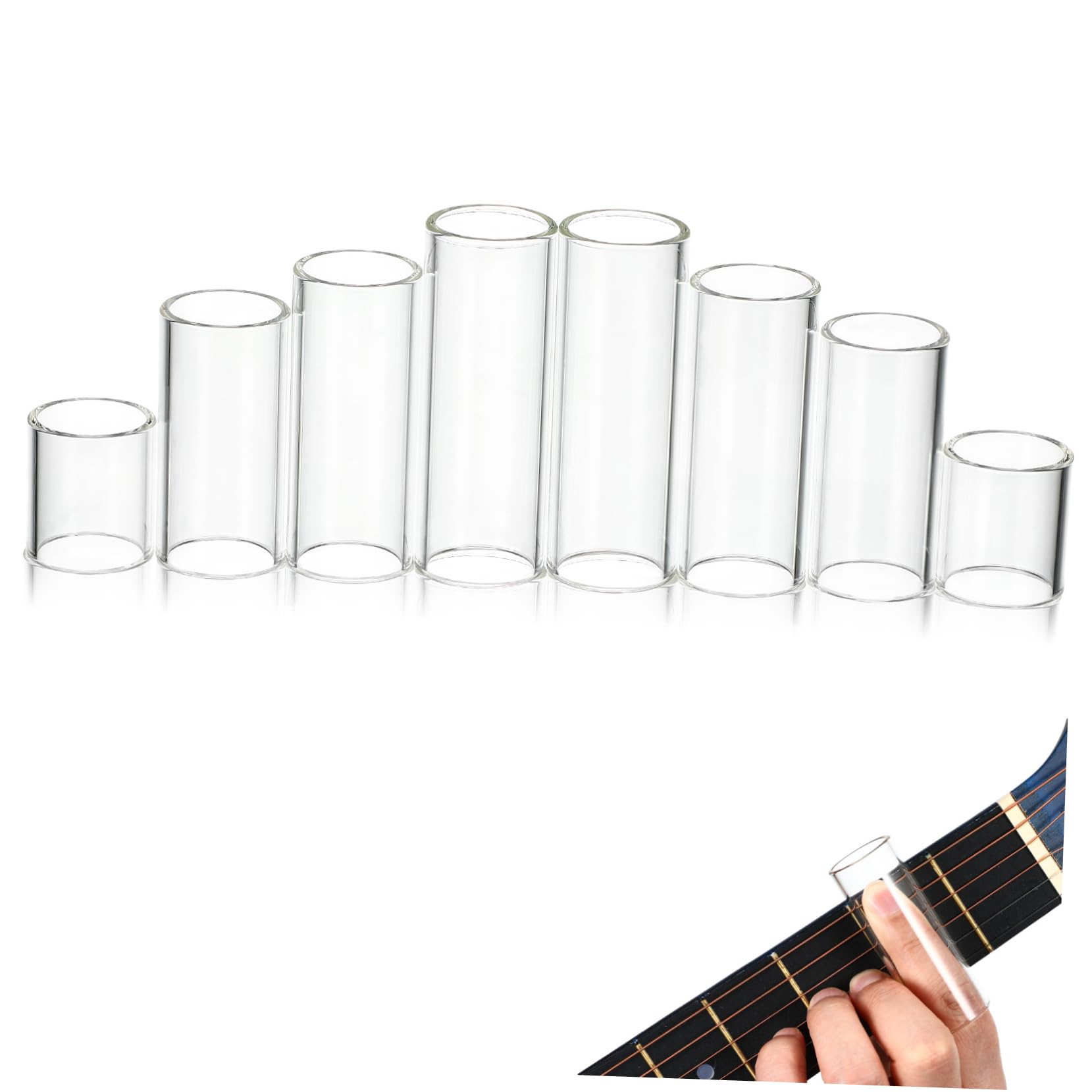 BESTonZON 8pcs Guitar Slides Glass Guitar Finger Slides Electric Acoustic Bass Guitarist Accessories Guitar Slides for Electric