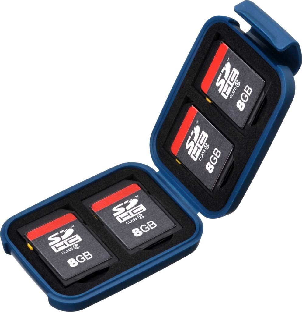 HAKUBA DMC-20SSDBL 4977187371277 Portable Media Case, S (for SD/Micro SD Card), Holds 4 Each, Blue, Anti-Static, Shock-Absorbing Cushioning, PP Resin, Strap Hole Included, Compact, Compact