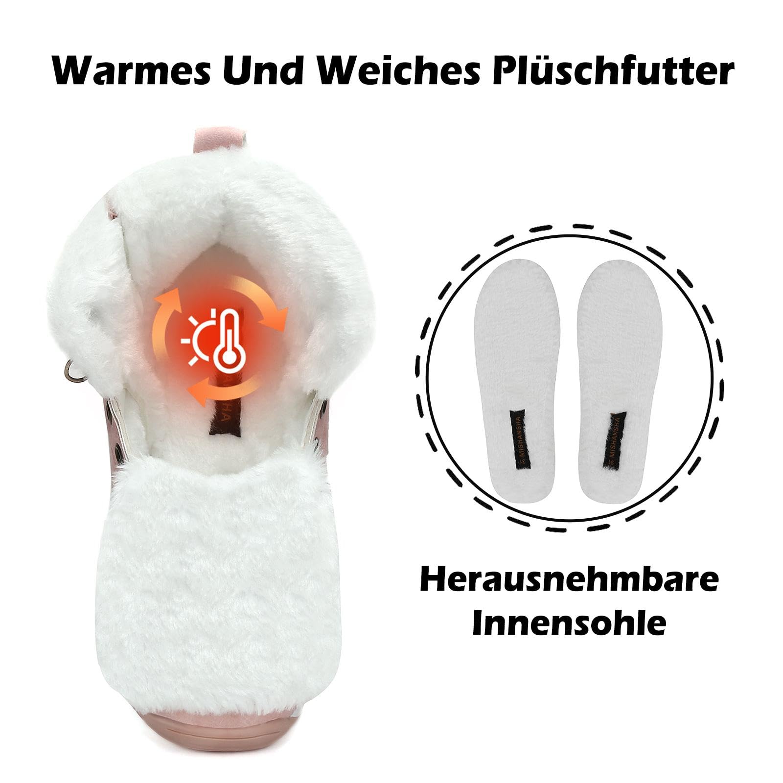 Mishansha Scarpe Invernali Bambini Antiscivolo Stivaletti Invernali con Calda Imbottitura per Ragazzi e Ragazze, Bambino e Bambina, Gr.24-36