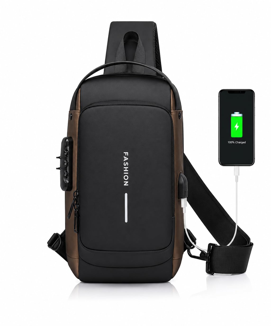Waterproof Sling Bag for Men with USB Charging Port, Anti Theft Crossbody Chest Backpack, Adjustable Shoulder Strap & Hidden Pocket-image-35