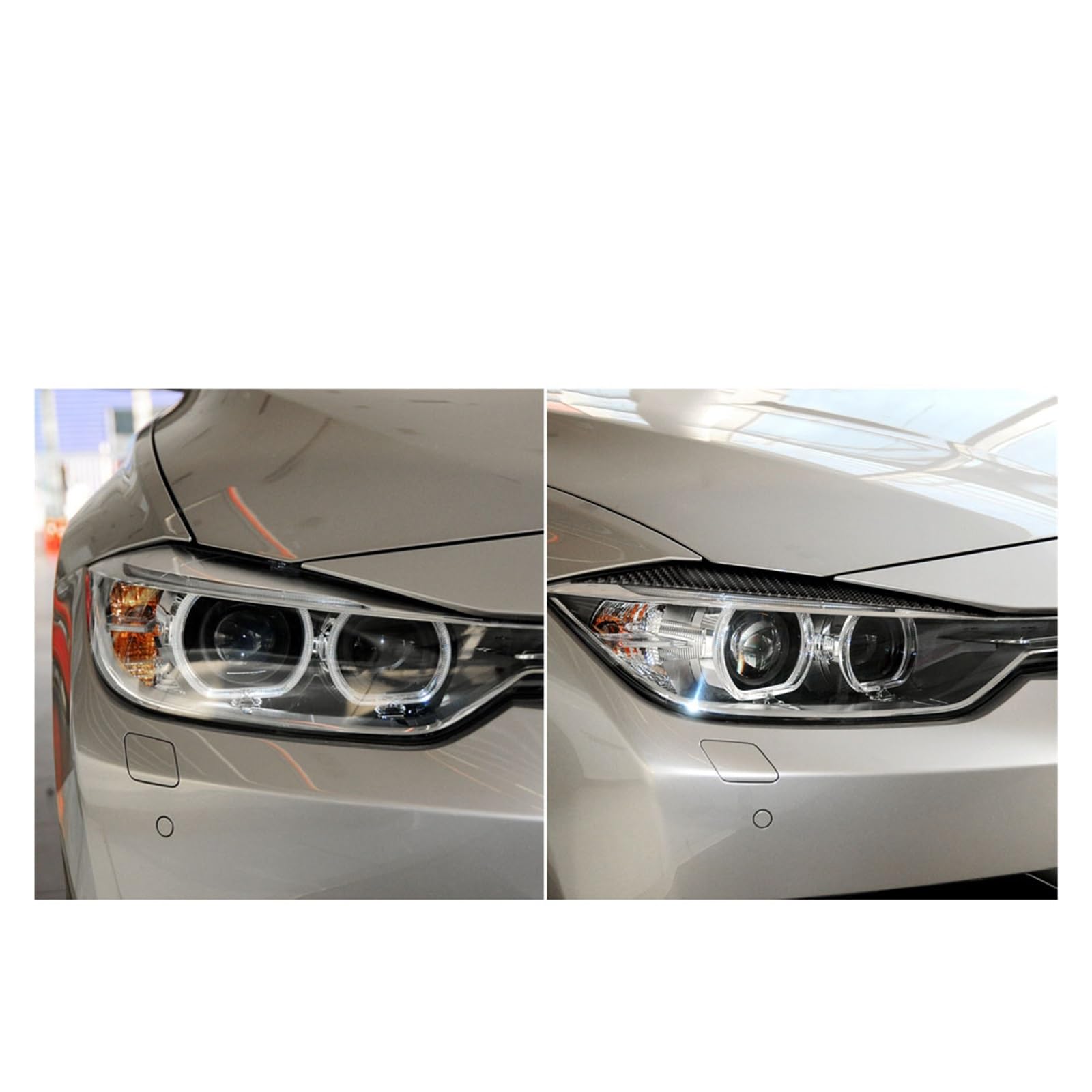 Autocollants Phares Avant BMW F30 2013-2018 - Motif Fibre De Carbone Noir | En TPU, Protection Et Style | Faciles à Poser, Sans Outils - 4