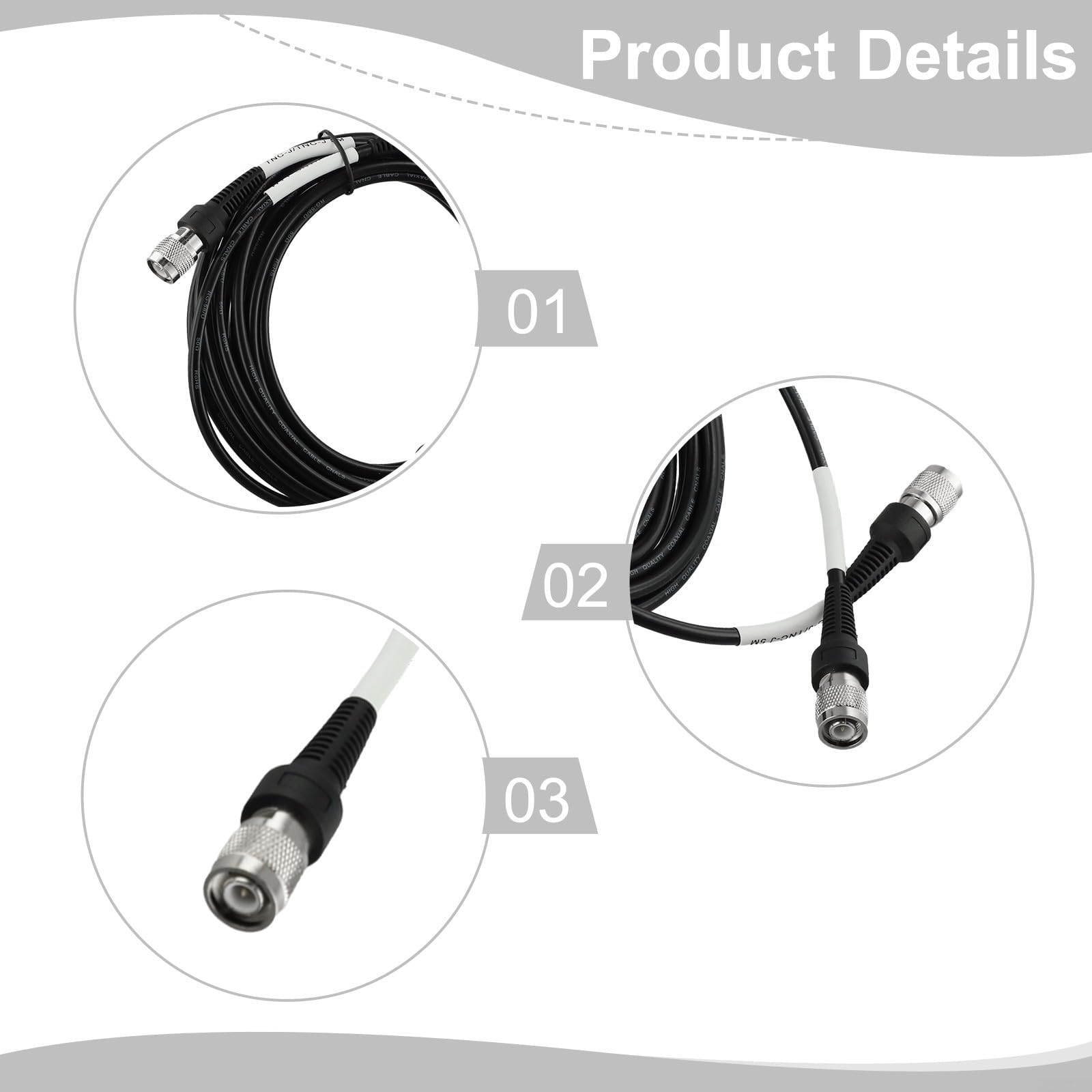 Cavo antenna GPS GNSS con connettori TNC maschio-maschio in plastica stampata a iniezione e opzioni di lunghezza 3 m/5 m per collegamento del segnale a microonde (5 metri)