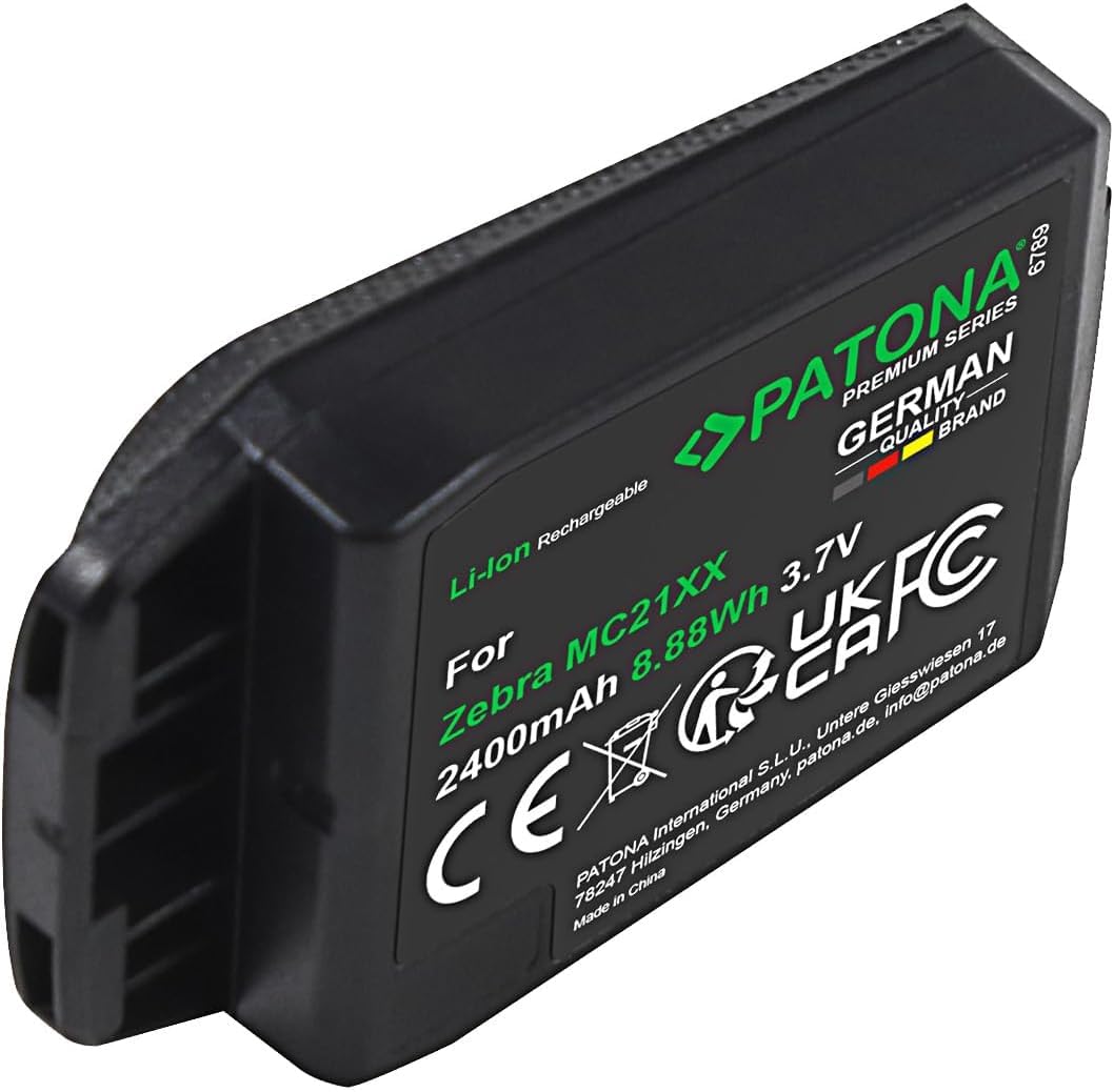 PATONA Batteria Premium per Zebra MC2180, MC2100, MC21, MC21XX | ricambio per Zebra BTRY-MC21EAB0E | 3,7 Volt, 2400 mAh, 8,88 Wh | tipo: ioni di litio | scanner manuale codice a barre | ricambio di