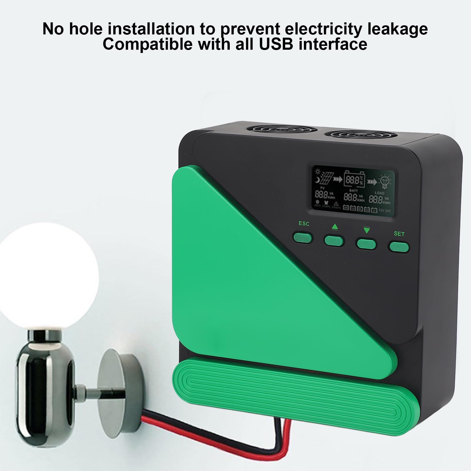 Regolatore di Carica Solare, Regolatore Pannello Solare MPPT 12V 24V Automatico con Display LCD, Doppie Porte USB 5V 3A, Ingresso VOC 100V, per Ricarica Batteria Marina Fuori Rete Domestica