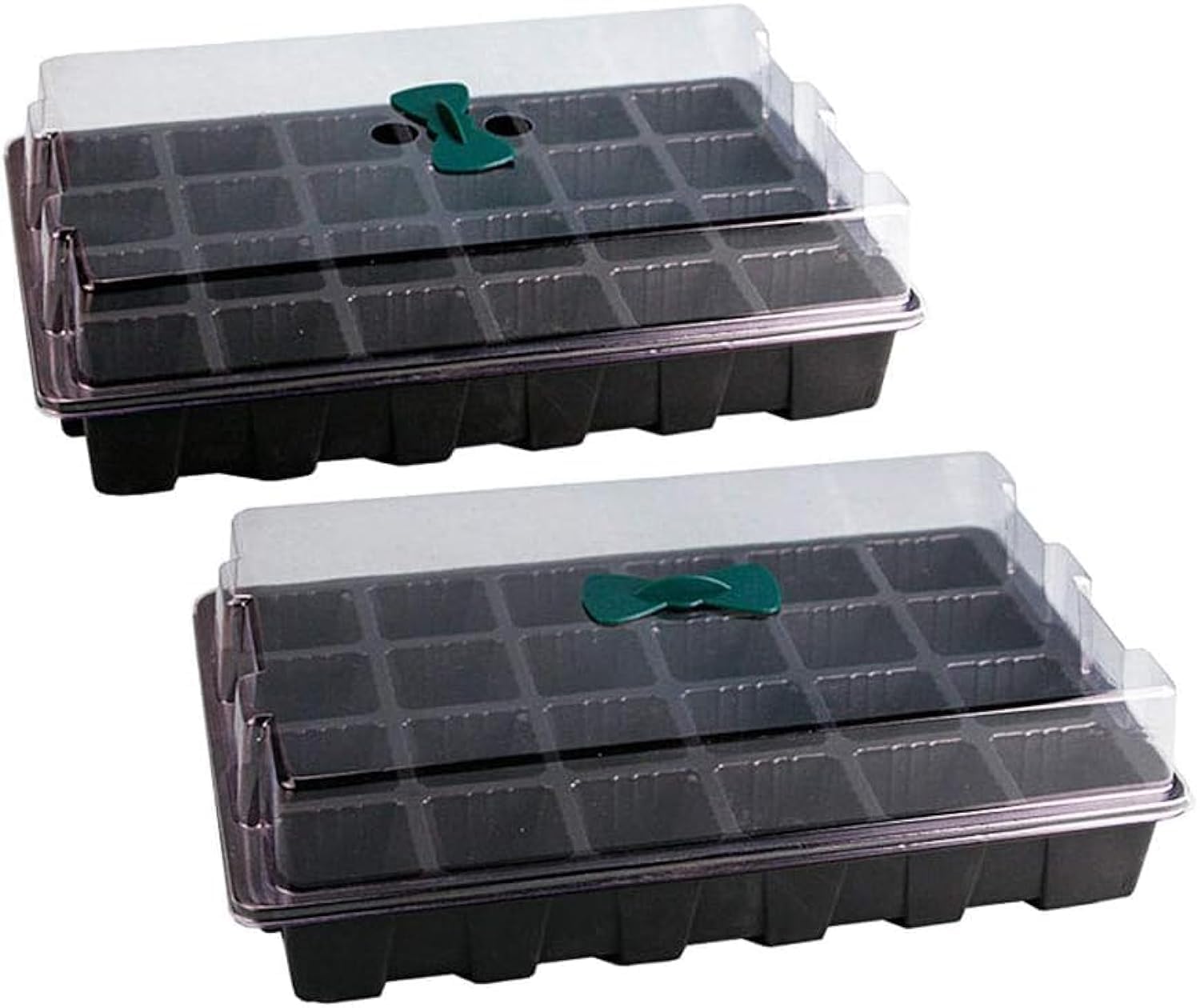 MRMS 4 Sets 24 Cells Plant Growing Trays Seedling Starter Trays Plant Seeds Germination Tray with Lids Breather Hole for Seedlings Greenhouse Supplies (Black)