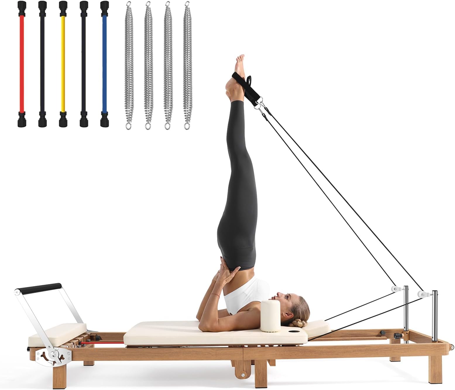 Foldable Pilates Reformer Machine,Extended 88in Metal Frame Pilates Equipment for Home Women Men Use Gym Workout & Advanced and Beginners Users , Dual Resistance System (Spring & Latex Tubes)
