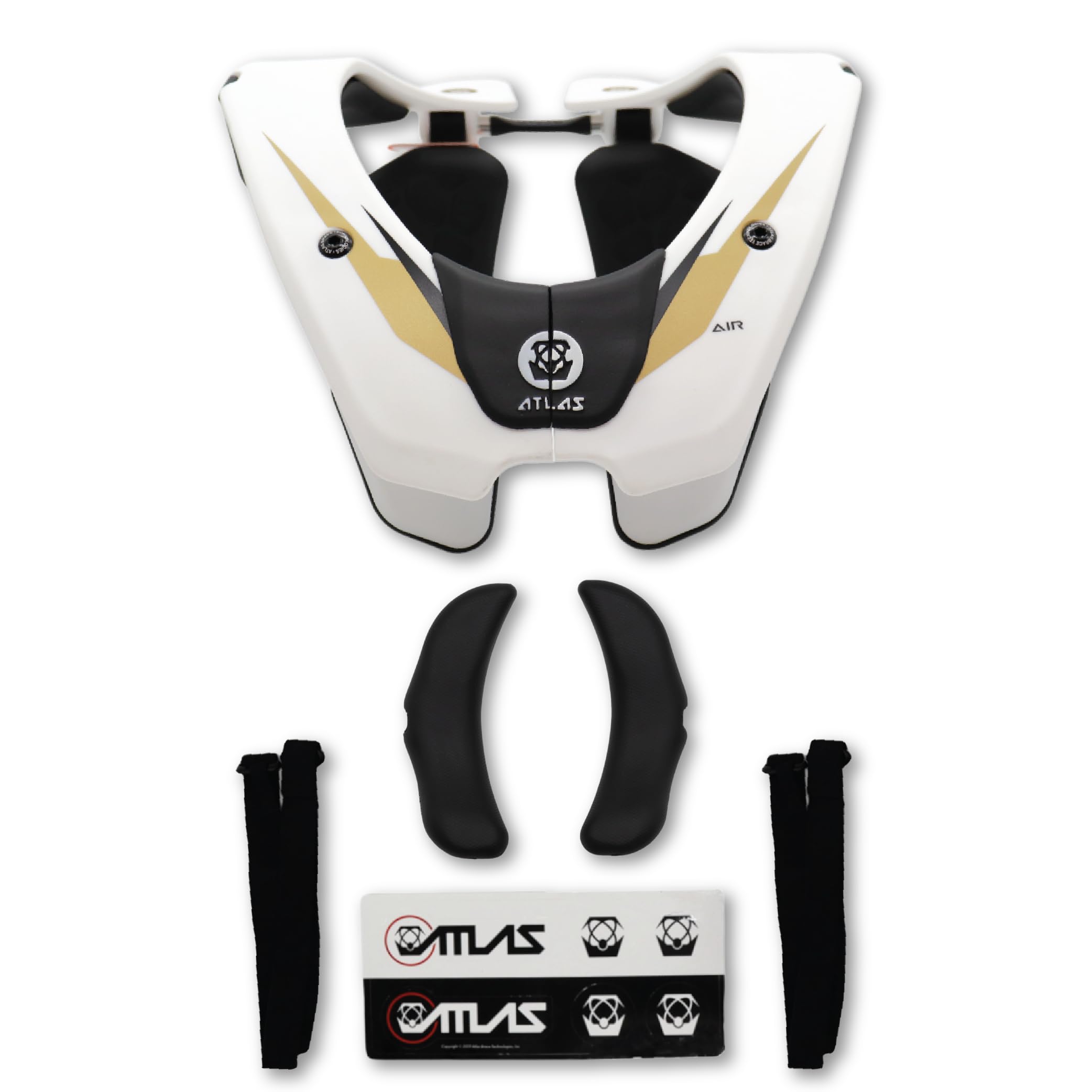 Atlas Brace Air Neck Brace (Adult - Small) for Use in: Powers, Offroad Racing, Motocross, Mountain Biking, and BMX (White/Gold)
