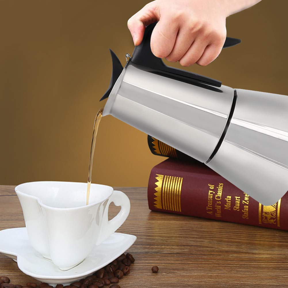 Cafetière à expresso avec cuisinière électrique, marmite moka, percolateur, 6 tasses, cafetière électrique électrique en acier inoxydable, prise UE