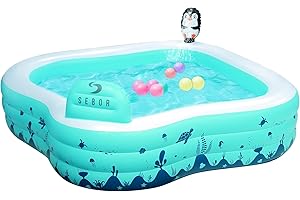 Full-Sized Family 4-Seat Inflatable Pool with Sprinkler