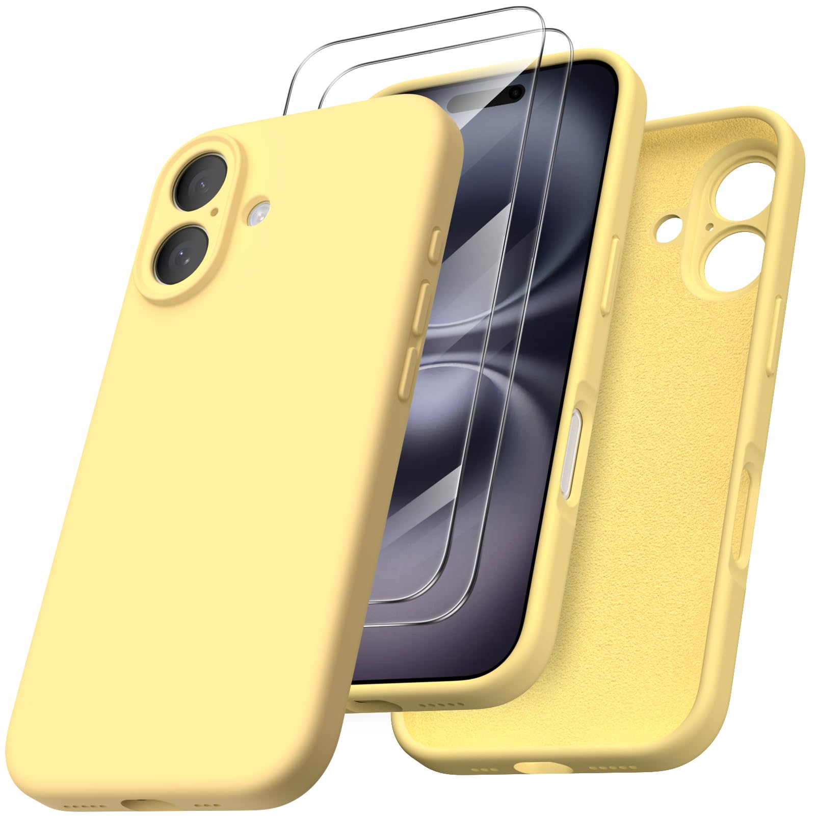 OUBELI Cover per iPhone 16 Pro Custodia Antiurto a 360° con Protezione Schermo Integrata Rugged Doppia Silicone TPU Bumper Trasparente Full Case fronte retro - Nero