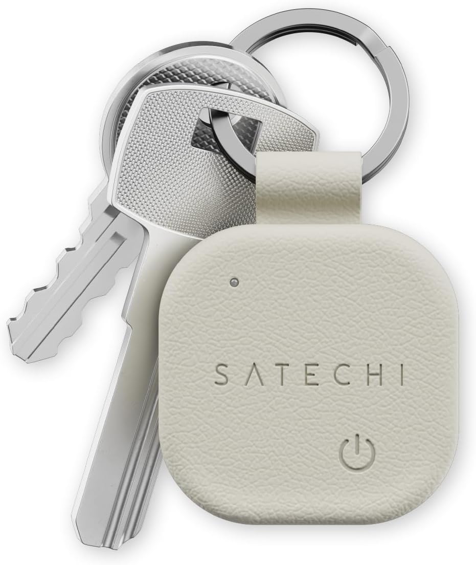 Satechi FindAll Keychain with Find My, Wireless Rechargeable, Location Tracker, Left-Behind Alerts, Loud Audible Chime, Works with iPhone, iPad, Mac – Sand