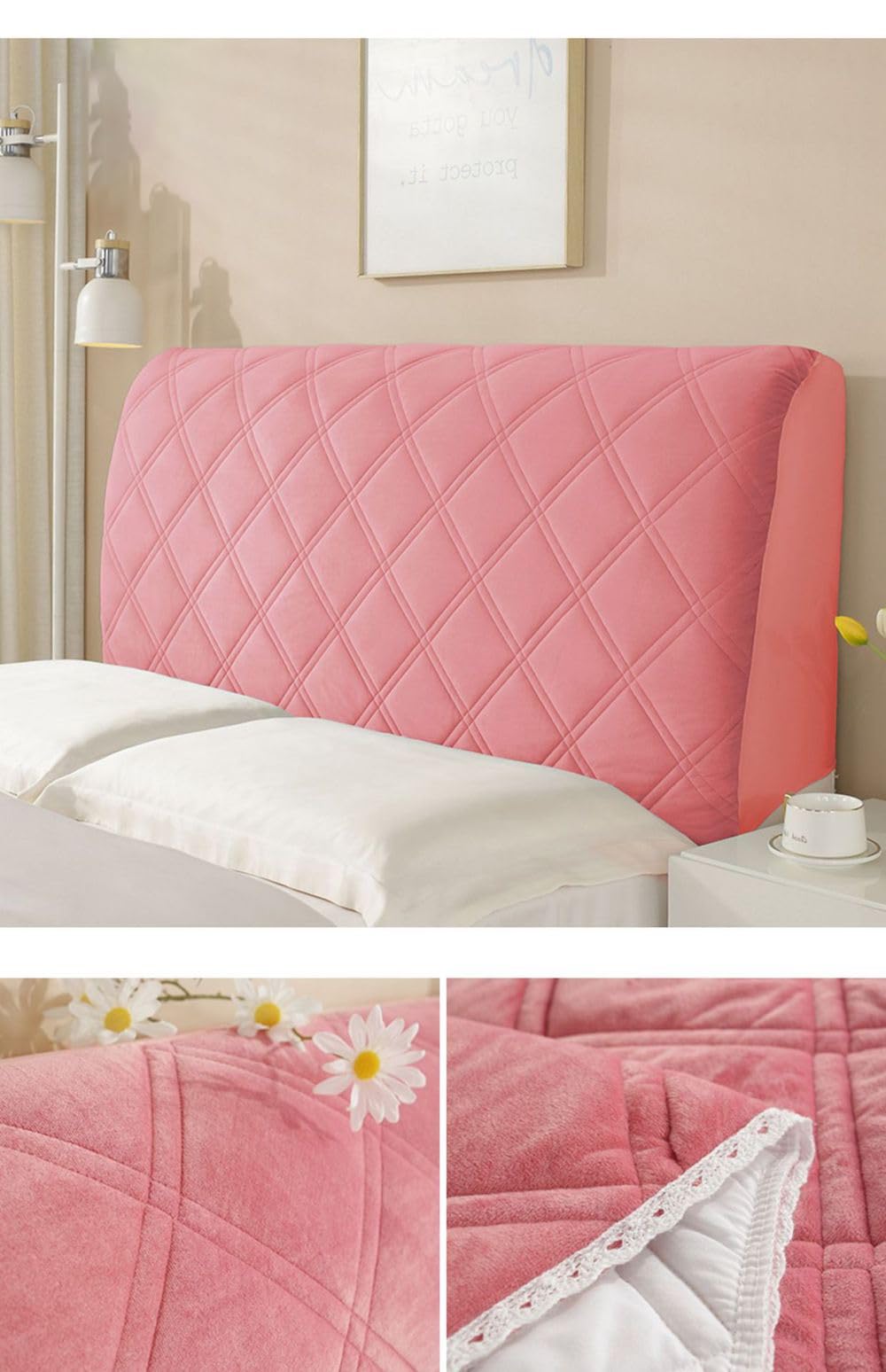 ENEN Bett Kopfteil Bezug 200cm - Stretch Hülle Khaki Für Gepolsterte Kopfteile