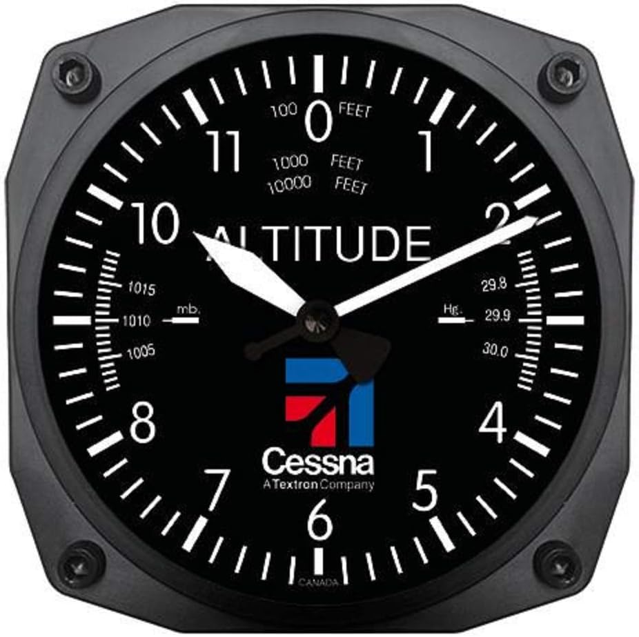 Trintec Cessna Altimeter Clock 6.5" Square with Logo