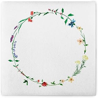 Mank Airlaid Servietten 40 x 40 cm, perfekt für Gastronomie und Feiern stoffähnlich und saugstark 50 Stück Blumen Enjoy Gras Sommerparty Blumenkranz Floral Frühling Kalina